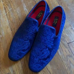 Blue suede dress prom shoes
